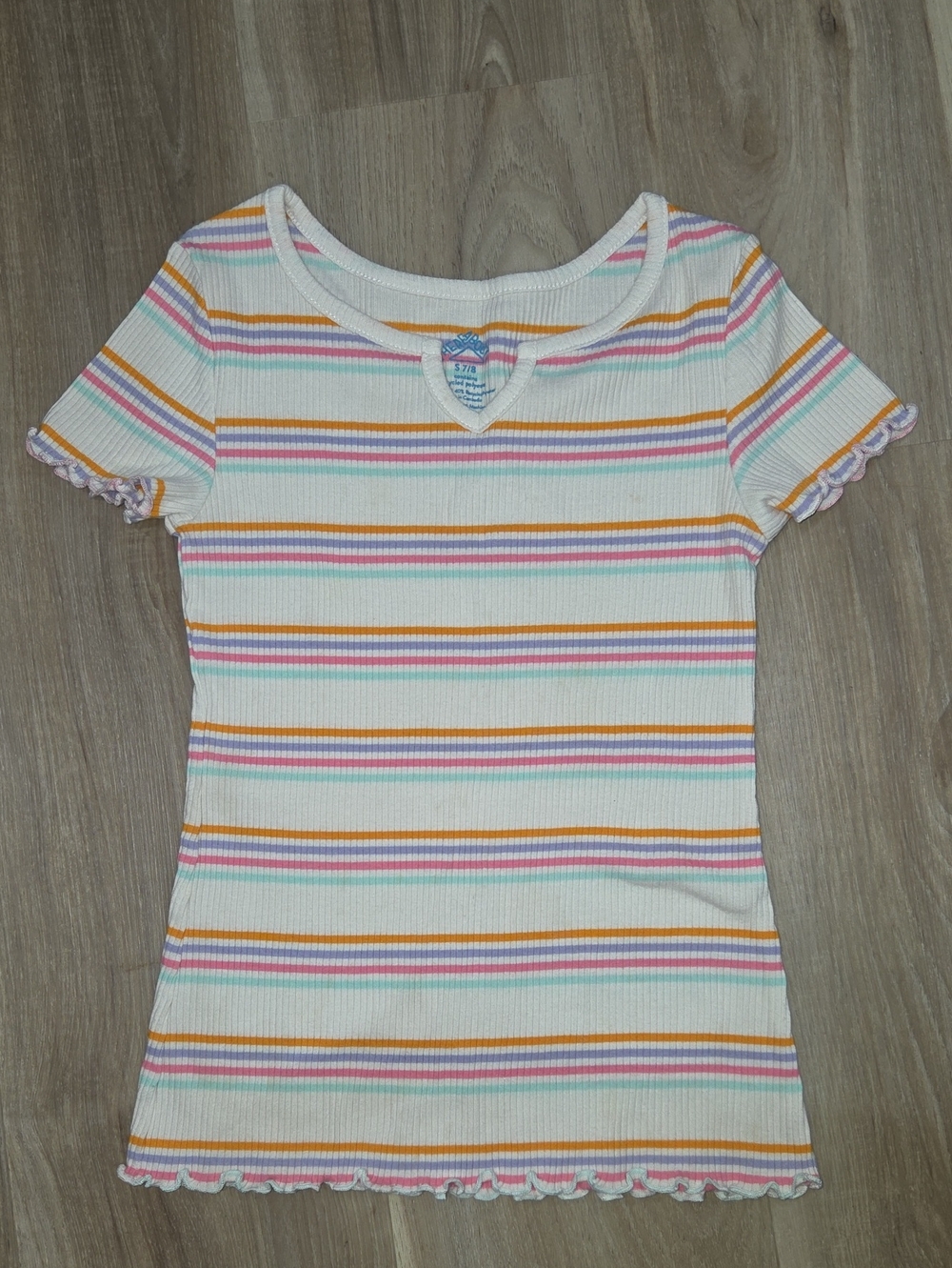 •Thereabouts• Little Girls Striped Short Sleeve Ribbed Tee